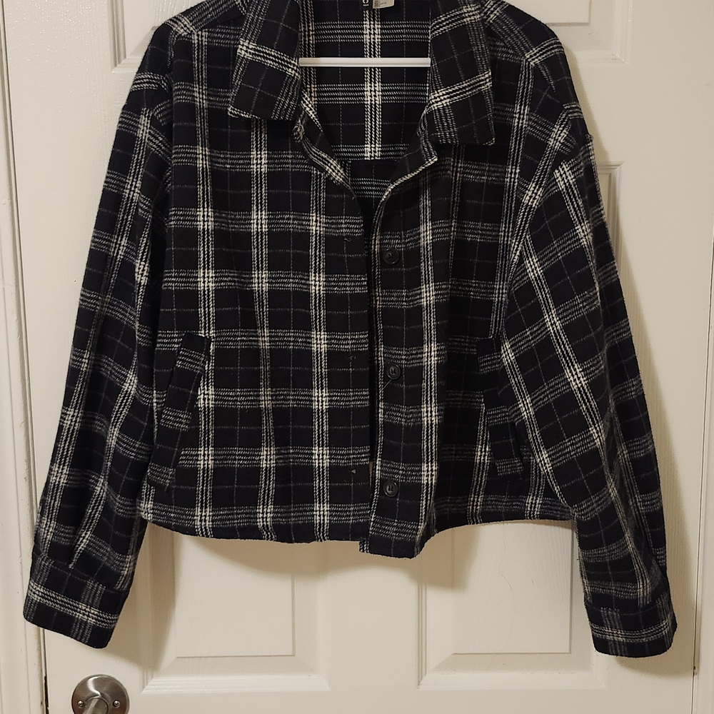 H&M Black and White Plaid Blazer